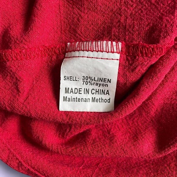 Vintage Prinbara Red Linen Blend Cropped Tank – Size Large - Picture 7 of 8